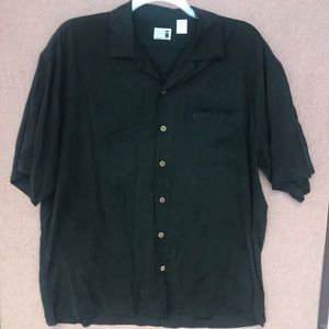 Modern Images 100% silk‎ black shirt Palm Trees